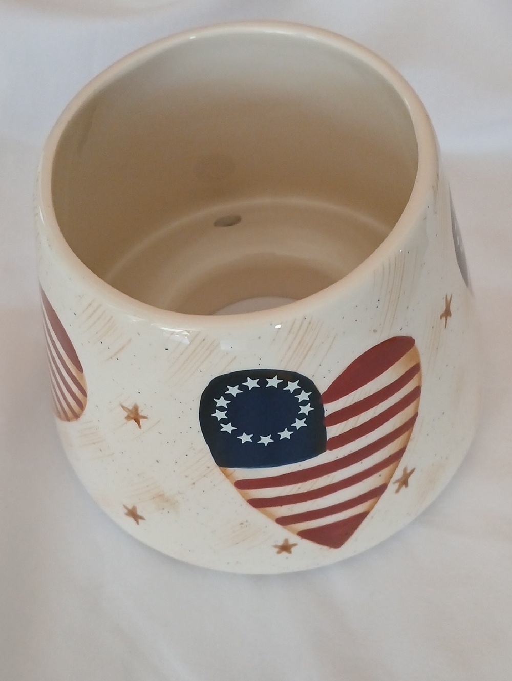 Patriotic Heart Ceramic Candle Shade Topper